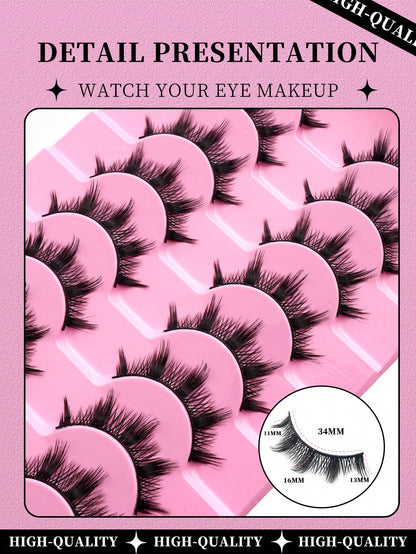 10 Pairs Of Comic EyelashesTransparent Eyelashes NaturalCross-Sparse False EyelashesRole-Playing Makeup ToolsEssential Tools For Travel, Beauty, Makeup Tools, Charm And Elegance
