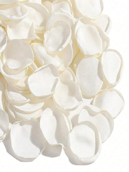 100/200/350pcs White Artificial Silk Rose Petals, Suitable For Wedding, Bridal Shower, Party, Aisle Decor