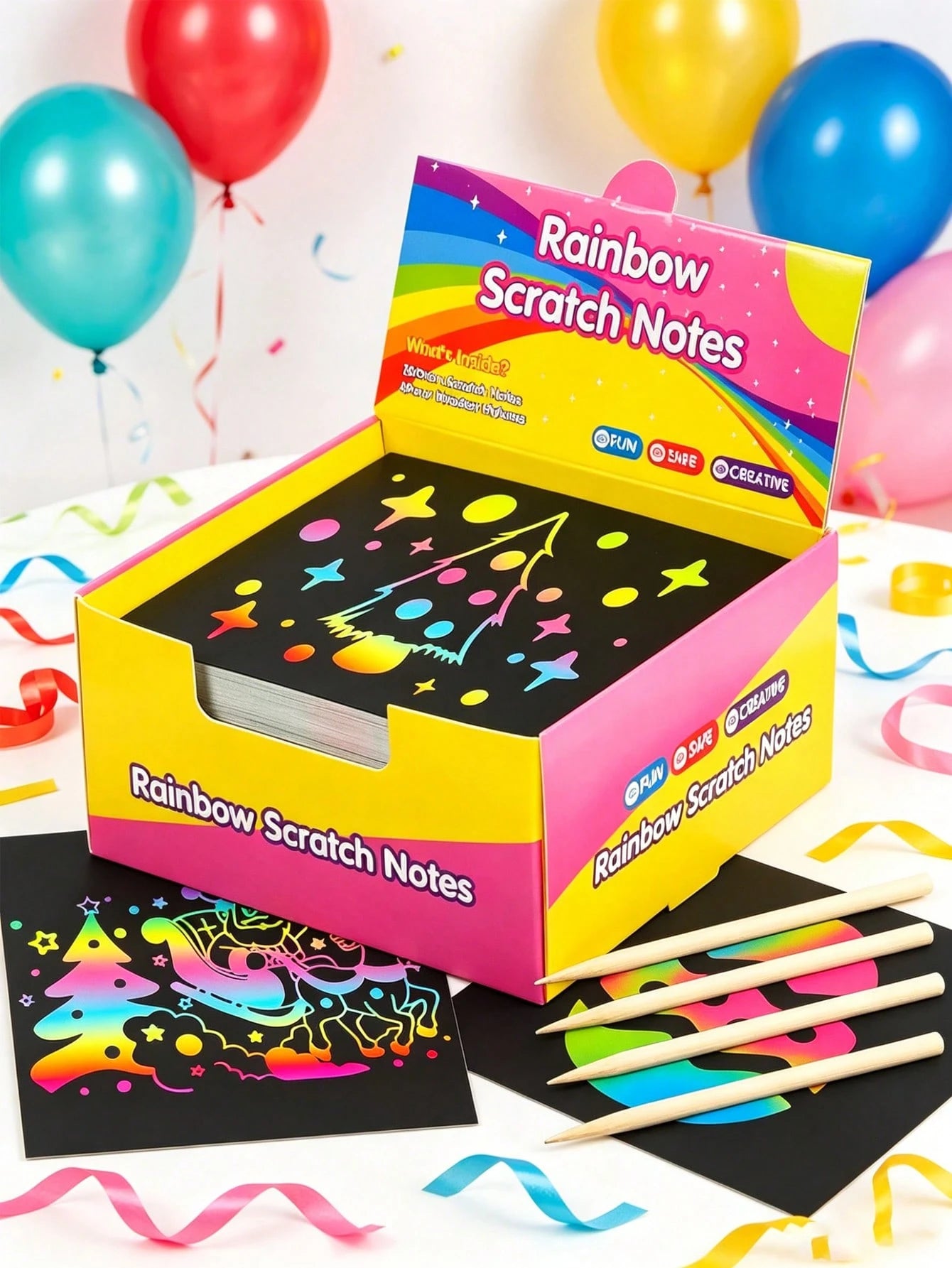 100/50pcs Rainbow Scratch Art Paper, Rainbow Art Scratch Paper Set, Magic Scratch Paper Set, Handmade Craft Supplies, Black Scratch Board, Party Game Activity, Classroom, Party, Game, Birthday Gift, S