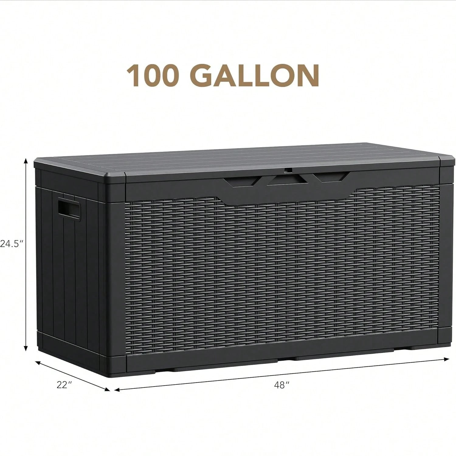 100 Gallon Waterproof Large Resin Deck Box Indoor Outdoor Lockable Storage Container For Patio Furniture Cushions Garden Tools (100 Gallon, Black)