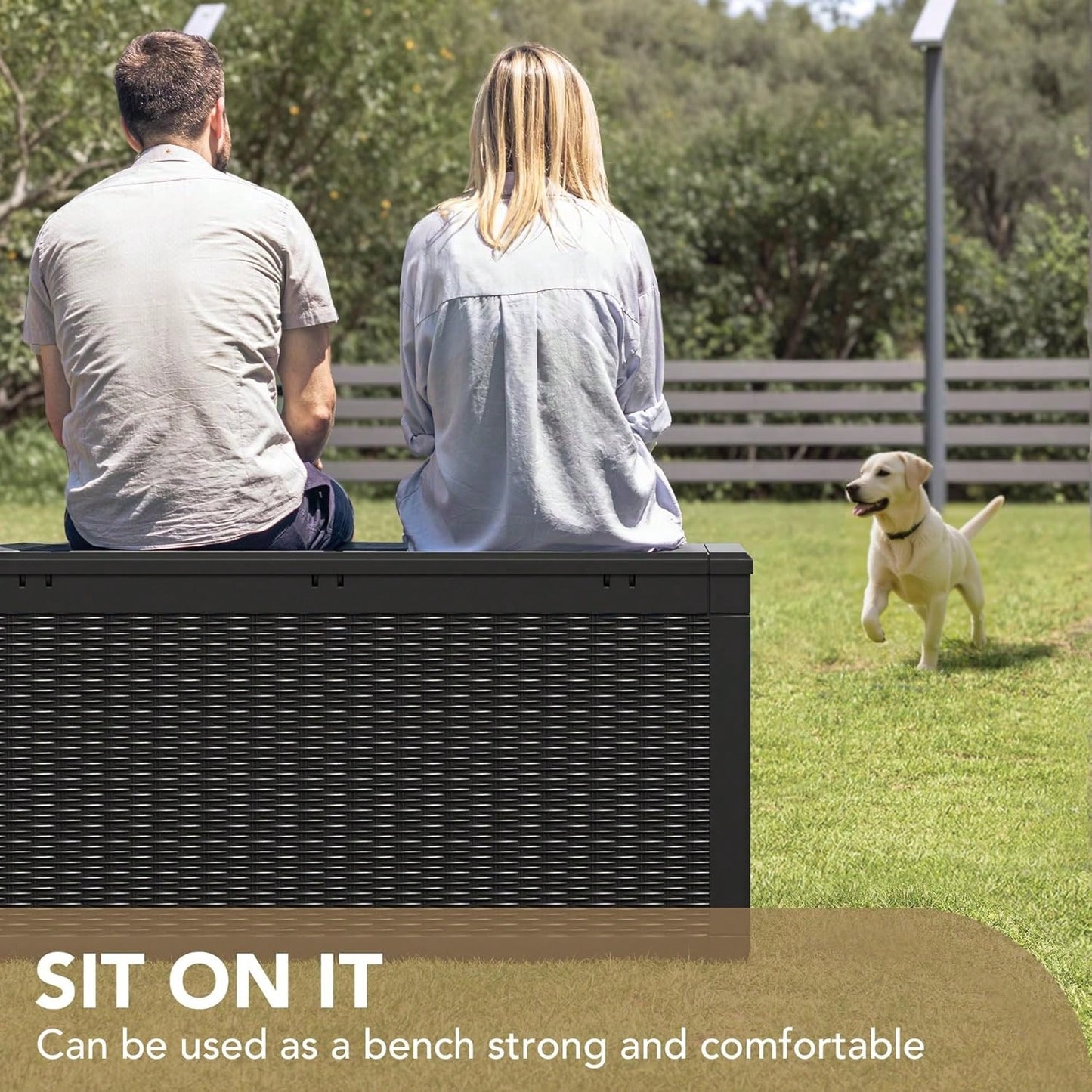 100 Gallon Waterproof Large Resin Deck Box Indoor Outdoor Lockable Storage Container For Patio Furniture Cushions Garden Tools (100 Gallon, Black)