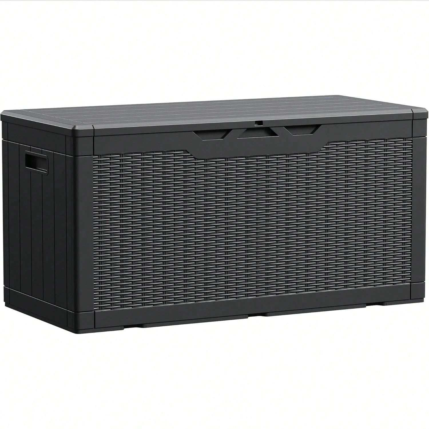 100 Gallon Waterproof Large Resin Deck Box Indoor Outdoor Lockable Storage Container For Patio Furniture Cushions Garden Tools (100 Gallon, Black)