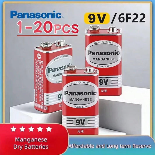 100% Genuine Panasonic 6F22ND 9V Alkaline Battery, Mercury-Free Long-Lasting, Suitable For Smoke Detectors/Clocks/Wireless Microphones