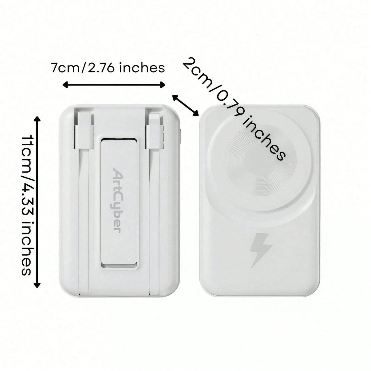 10000mAh Magnetic Wireless Portable Battery Pack 15W Magnetic Suction Wireless Charging 22.5W High-Power Wired Fast Charge Built-In Two Charging Cables Foldable Adjustable Phone Holder LED Battery Lev