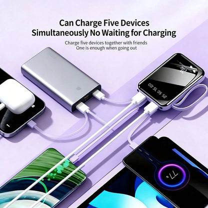 10000mAh Portable Power Bank With Built-In Charging Cables, 20W Output, LED Digital Display, Flashlight, High-Capacity Battery Pack For Travel, Outdoor & Emergency Use