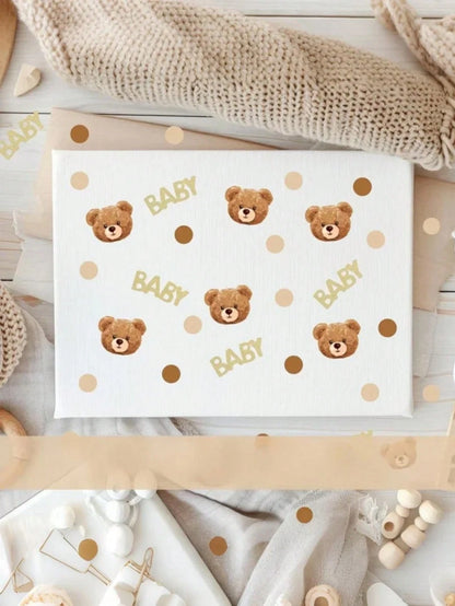 100pcs Brown Bear Polka Dot Confetti, Baby Shower Party Decor, Suitable For Baby Shower, Cute Bear Tabletop Decor, Birthday Theme Party, Gender Reveal Party Decoration (Brown)