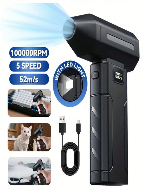 108,000RPM High-Power Cordless Air Duster, Personal Cooling Fan With 2600mAh Rechargeable Battery, 6-Speed Adjustable, Suitable For Keyboard, Computer, Car And Home Cleaning