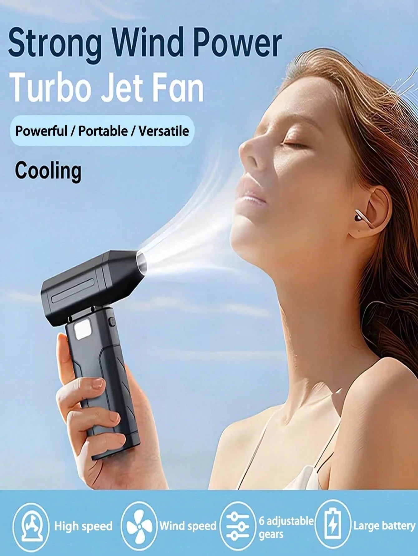 108,000RPM High-Power Cordless Air Duster, Personal Cooling Fan With 2600mAh Rechargeable Battery, 6-Speed Adjustable, Suitable For Keyboard, Computer, Car And Home Cleaning