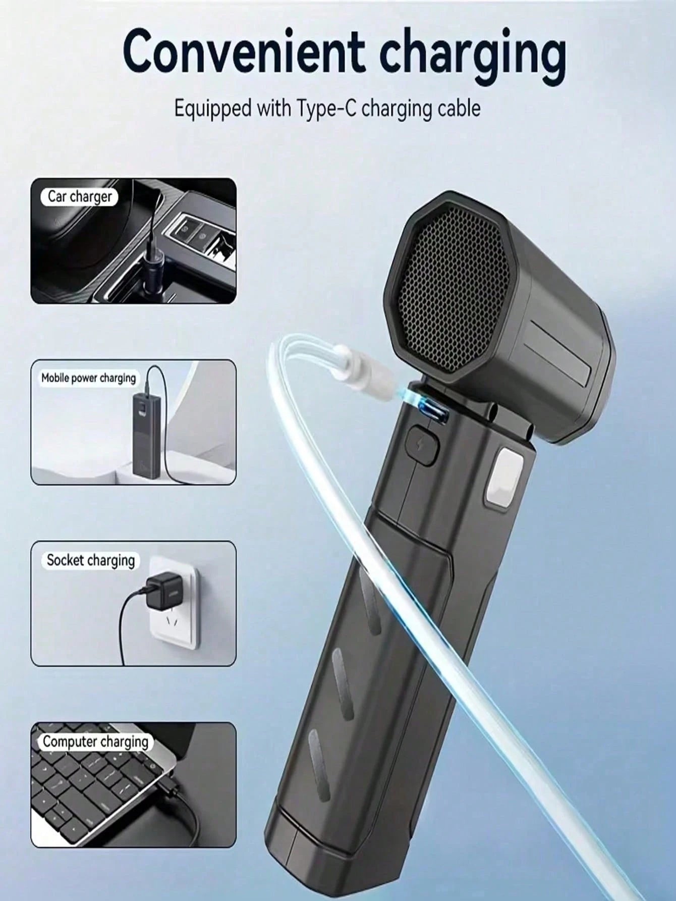 108,000RPM High-Power Cordless Air Duster, Personal Cooling Fan With 2600mAh Rechargeable Battery, 6-Speed Adjustable, Suitable For Keyboard, Computer, Car And Home Cleaning