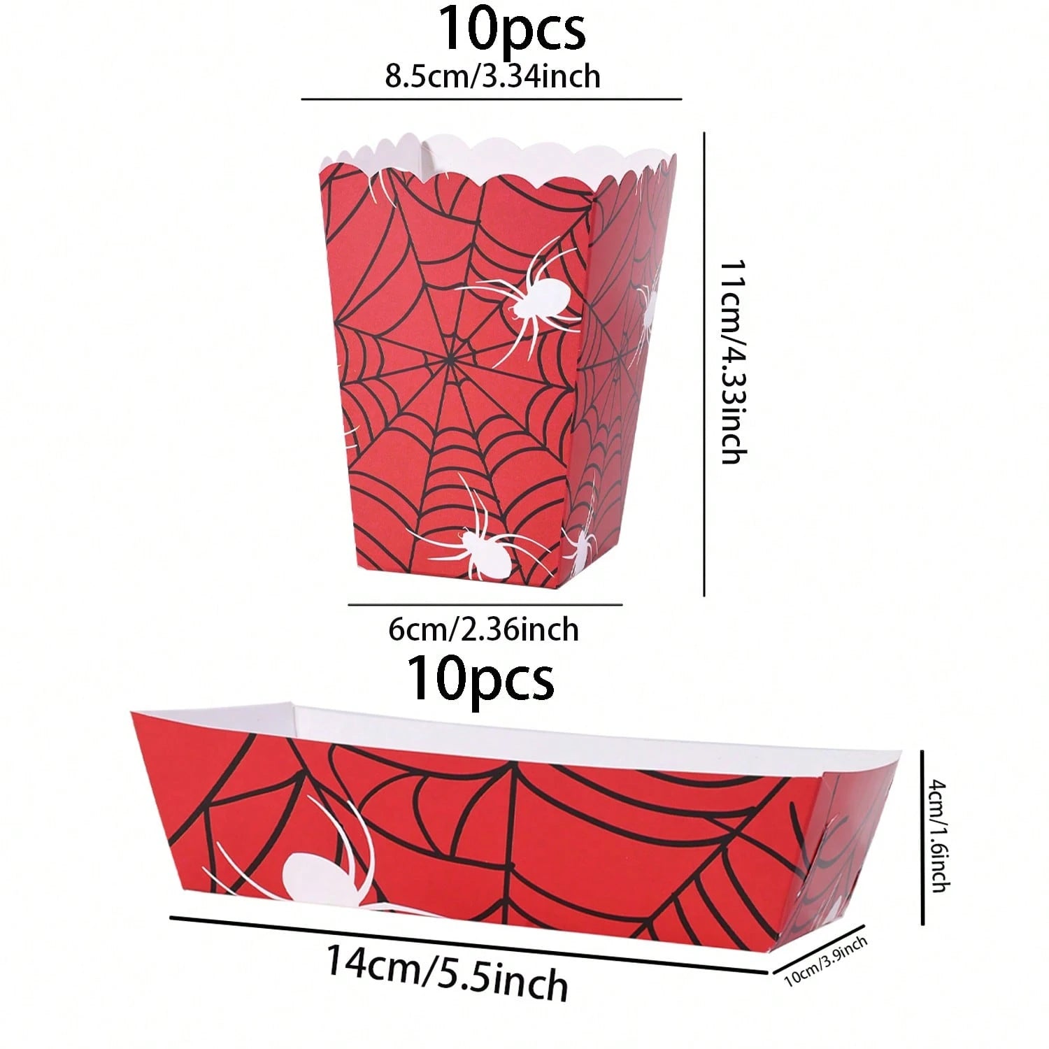 10pcs/20pcs/40pcs Red Spider Web Popcorn Boxes And Snack Trays, Disposable Paper Food Containers, Ideal For Halloween Parties, Birthday Parties, Movie Nights, Carnivals. They Can Hold Popcorn, Chips