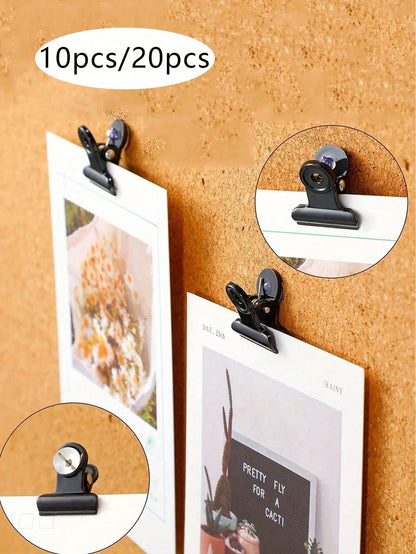 10pcs/20pcs Thumbtacks Pushpin Clips With Pins, Thumbtack Fixation For School, Arts & Crafts, Photo File On Notice Board, Partition Wall Without Holes (Black)