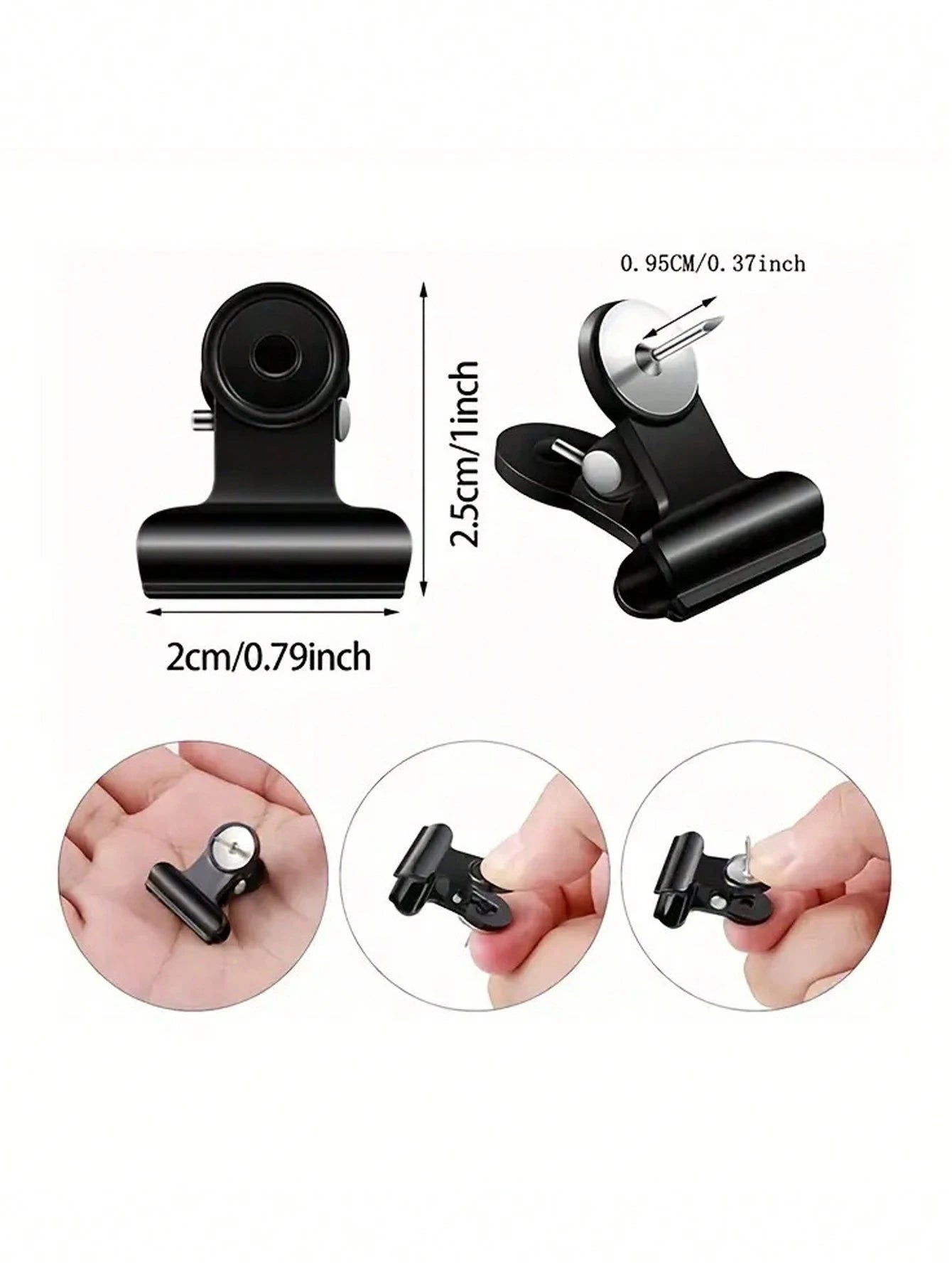 10pcs/20pcs Thumbtacks Pushpin Clips With Pins, Thumbtack Fixation For School, Arts & Crafts, Photo File On Notice Board, Partition Wall Without Holes (Black)