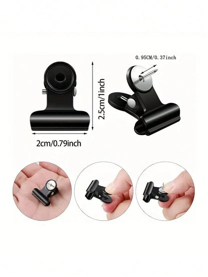10pcs/20pcs Thumbtacks Pushpin Clips With Pins, Thumbtack Fixation For School, Arts & Crafts, Photo File On Notice Board, Partition Wall Without Holes (Black)