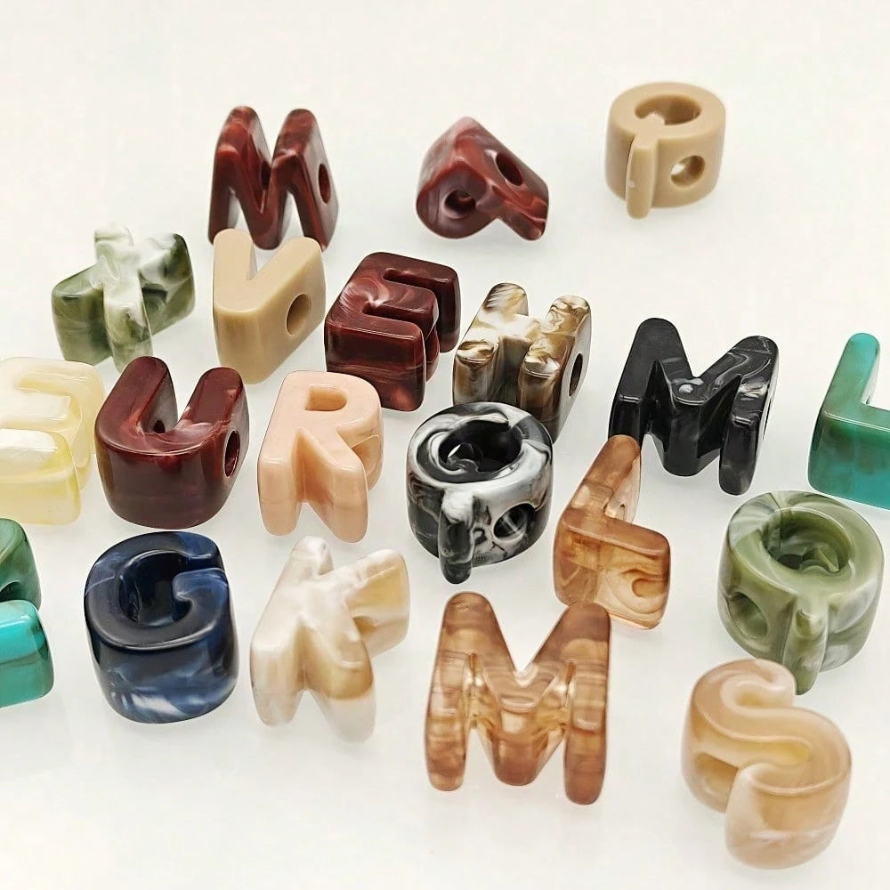 10pcs 21x14mm Acrylic Letter Beads, 26 Random Mixed Color Letters, Clothing Decoration Accessories, Handmade Jewelry Making Materials For Necklace, Bracelet And DIY Crafts