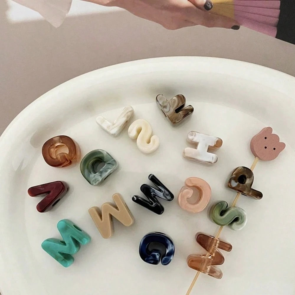 10pcs 21x14mm Acrylic Letter Beads, 26 Random Mixed Color Letters, Clothing Decoration Accessories, Handmade Jewelry Making Materials For Necklace, Bracelet And DIY Crafts