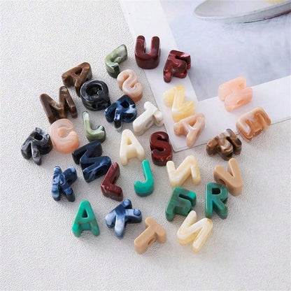 10pcs 21x14mm Acrylic Letter Beads, 26 Random Mixed Color Letters, Clothing Decoration Accessories, Handmade Jewelry Making Materials For Necklace, Bracelet And DIY Crafts