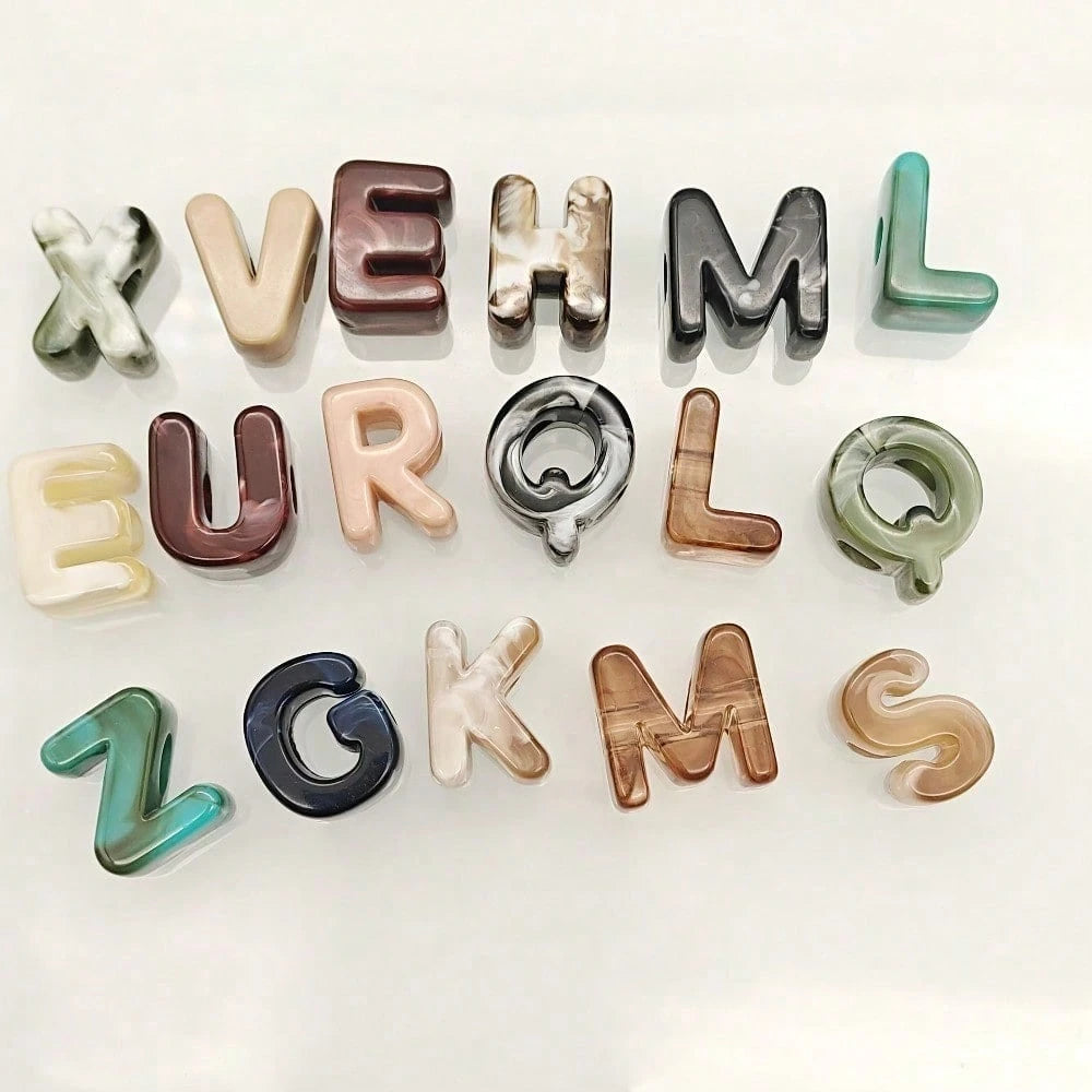 10pcs 21x14mm Acrylic Letter Beads, 26 Random Mixed Color Letters, Clothing Decoration Accessories, Handmade Jewelry Making Materials For Necklace, Bracelet And DIY Crafts