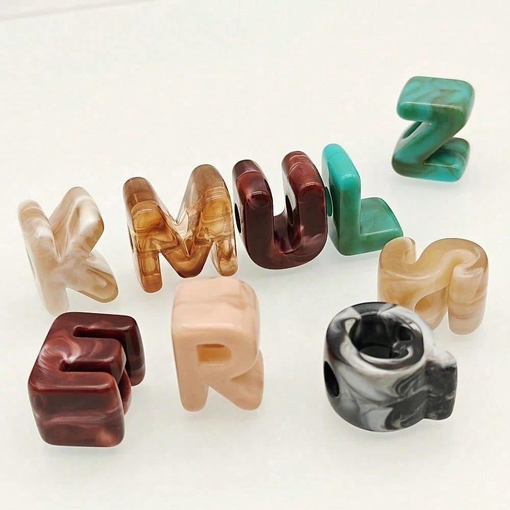 10pcs 21x14mm Acrylic Letter Beads, 26 Random Mixed Color Letters, Clothing Decoration Accessories, Handmade Jewelry Making Materials For Necklace, Bracelet And DIY Crafts