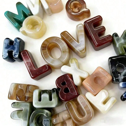 10pcs 21x14mm Acrylic Letter Beads, 26 Random Mixed Color Letters, Clothing Decoration Accessories, Handmade Jewelry Making Materials For Necklace, Bracelet And DIY Crafts