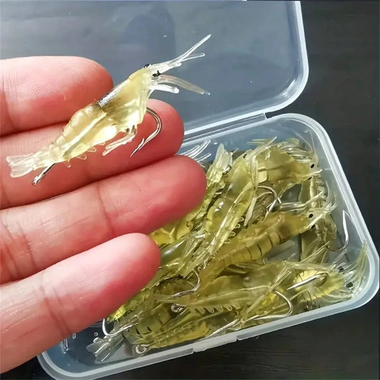 10pcs Bionic Soft Shrimp Lures, 4cm/1.57in, With Hooks, Fishing Accessories For Trout And Bass