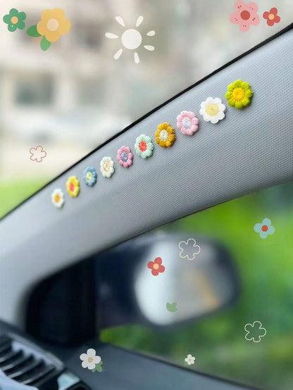 10pcs Flower Shaped Fabric Car Interior Sticker