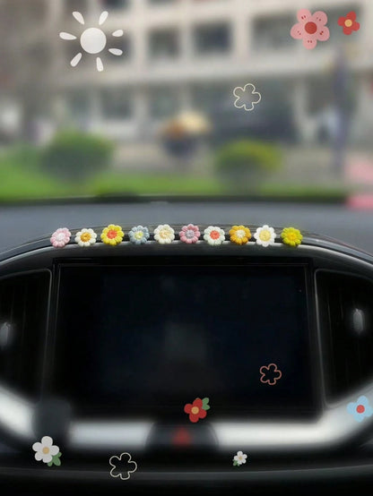 10pcs Flower Shaped Fabric Car Interior Sticker
