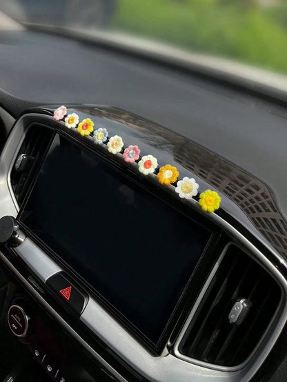 10pcs Flower Shaped Fabric Car Interior Sticker