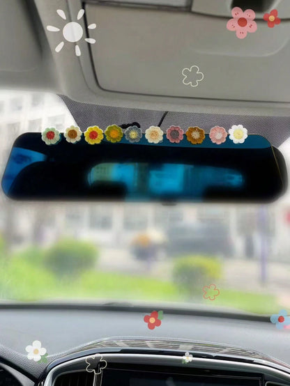 10pcs Flower Shaped Fabric Car Interior Sticker