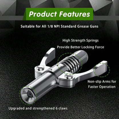 12,000 PSI High Pressure Grease Nozzle Fittings,Compatible With All 1/8" NPT Grease Guns,Grease Joint Fittings,Grease Gun Coupler,For Greasing All Machinery And Equipment Filling.