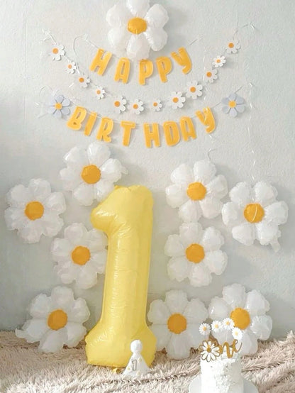 12/20pcs Mini Daisy Aluminum Foil Balloons, Sunflower Shaped Balloons, Suitable For Birthday Party, Baby Shower, Outdoor Gathering, Theme Party Decoration