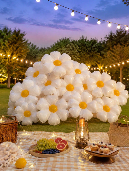 12/20pcs Mini Daisy Aluminum Foil Balloons, Sunflower Shaped Balloons, Suitable For Birthday Party, Baby Shower, Outdoor Gathering, Theme Party Decoration