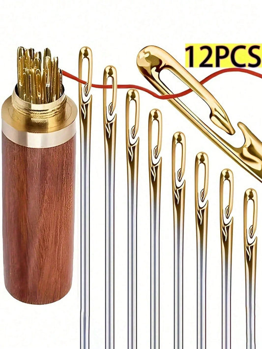 12/30pcs Metal Easy Threading Needles And Threaders, Elderly Handcraft Sewing Needles, DIY Home Crafts- Sewing Needles. Vintage Top Needle Metal Adjustable Finger Protector. Home & Living, Sewing Nee