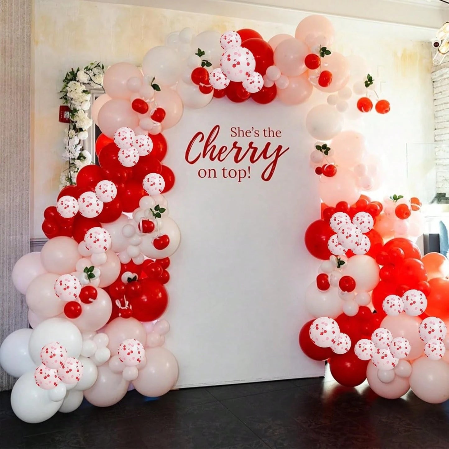 12-Inch 35pcs Red & Pink Cherry Balloon Set, Matte Red & Baby Pink Helium Latex Party Balloons, Suitable For Girls, Girl, Birthday, Baby Shower, Bridal, Wedding Party Decoration