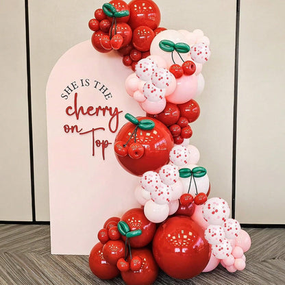 12-Inch 35pcs Red & Pink Cherry Balloon Set, Matte Red & Baby Pink Helium Latex Party Balloons, Suitable For Girls, Girl, Birthday, Baby Shower, Bridal, Wedding Party Decoration