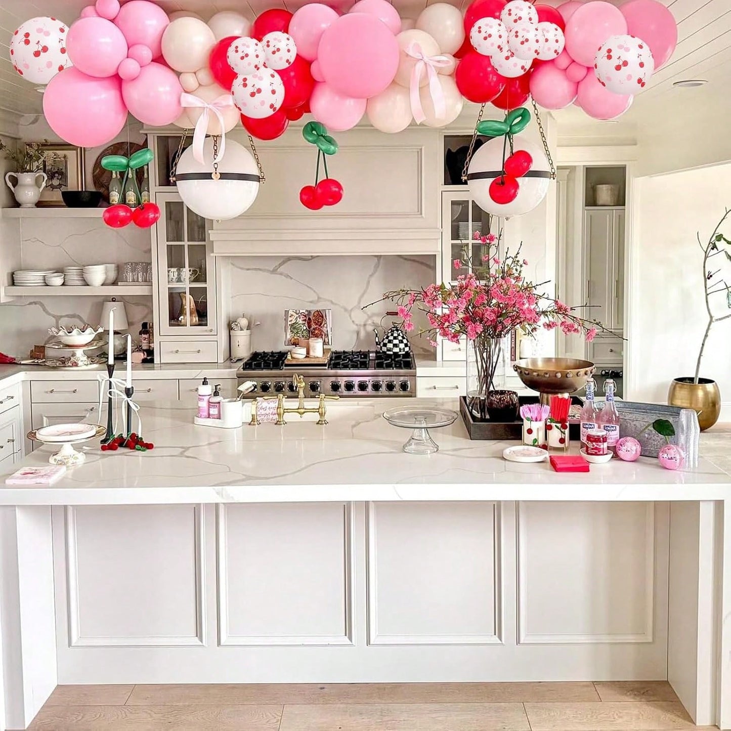 12-Inch 35pcs Red & Pink Cherry Balloon Set, Matte Red & Baby Pink Helium Latex Party Balloons, Suitable For Girls, Girl, Birthday, Baby Shower, Bridal, Wedding Party Decoration