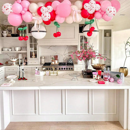 12-Inch 35pcs Red & Pink Cherry Balloon Set, Matte Red & Baby Pink Helium Latex Party Balloons, Suitable For Girls, Girl, Birthday, Baby Shower, Bridal, Wedding Party Decoration