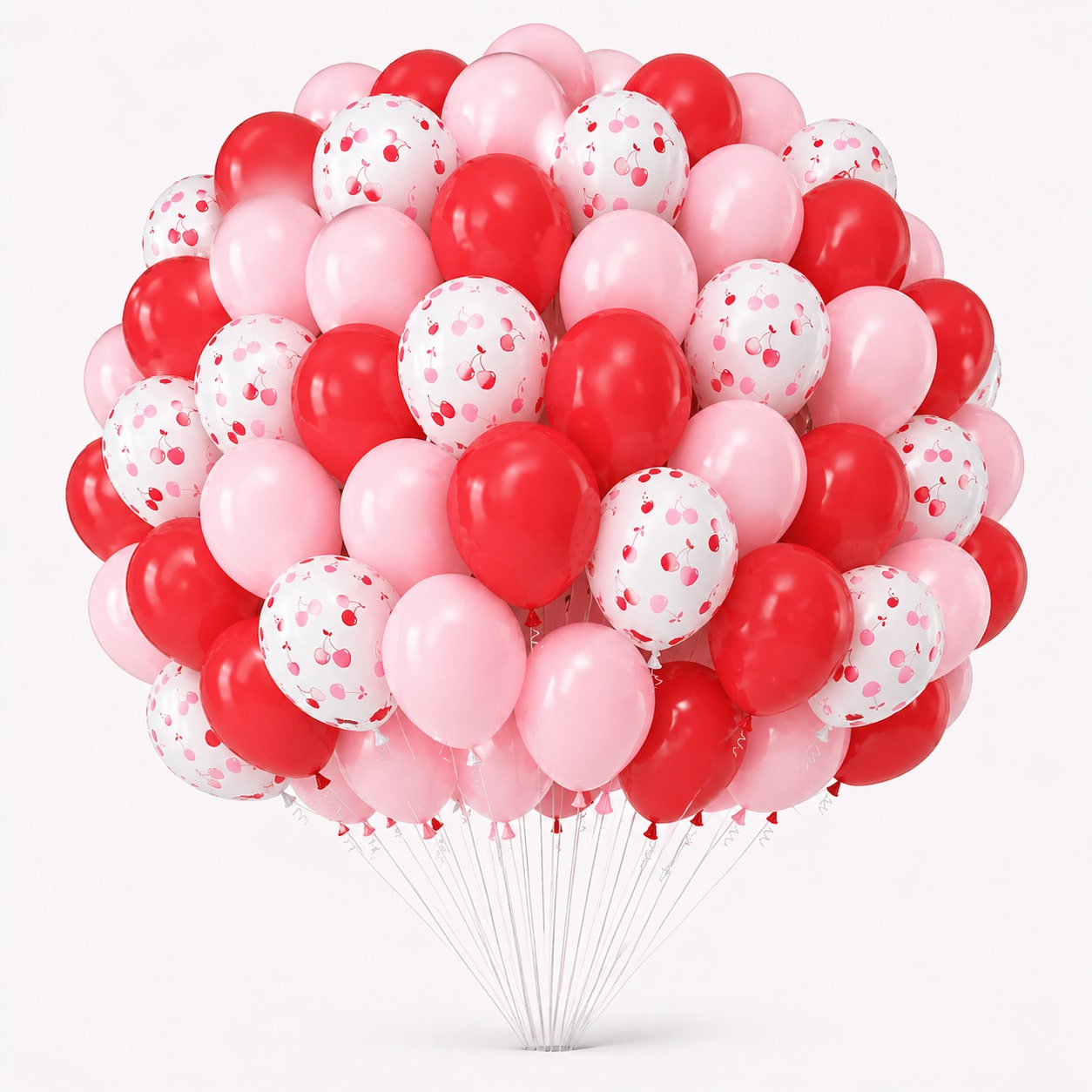 12-Inch 35pcs Red & Pink Cherry Balloon Set, Matte Red & Baby Pink Helium Latex Party Balloons, Suitable For Girls, Girl, Birthday, Baby Shower, Bridal, Wedding Party Decoration