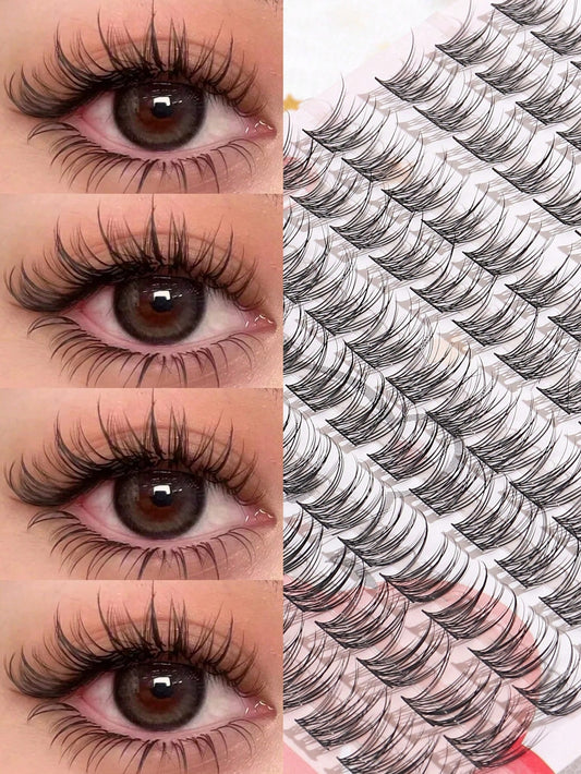 120pcs 10-12mm Natural-Looking Fan-Shaped Cross-Style Soft Unique Reusable False Eyelashes, Suitable For Daily Wear, Wedding, Date, Party, Music Festival, Eyelash Clusters, Single Cluster False Eyelas