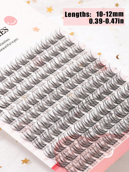 120pcs 10-12mm Natural-Looking Fan-Shaped Cross-Style Soft Unique Reusable False Eyelashes, Suitable For Daily Wear, Wedding, Date, Party, Music Festival, Eyelash Clusters, Single Cluster False Eyelas