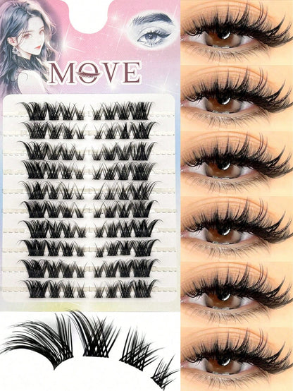 120pcs 10-12mm Natural-Looking Fan-Shaped Cross-Style Soft Unique Reusable False Eyelashes, Suitable For Daily Wear, Wedding, Date, Party, Music Festival, Eyelash Clusters, Single Cluster False Eyelas