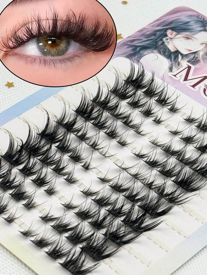 120pcs 10-12mm Natural-Looking Fan-Shaped Cross-Style Soft Unique Reusable False Eyelashes, Suitable For Daily Wear, Wedding, Date, Party, Music Festival, Eyelash Clusters, Single Cluster False Eyelas