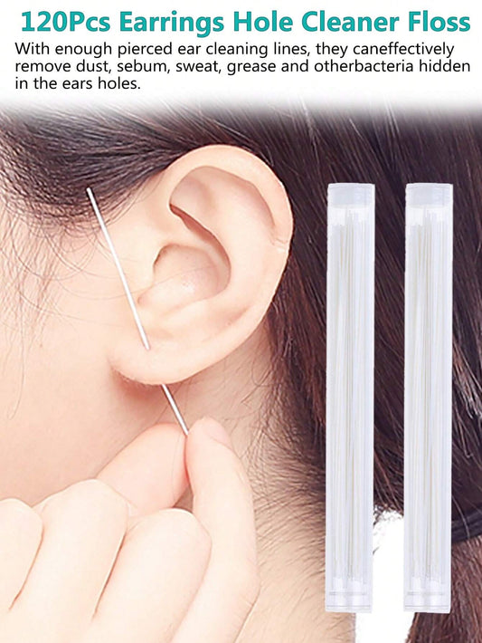 120pcs Ear Cleaning Line For Ear Piercing, Removing Dirt, Deodorizing And Anti-Clogging,Bag,Organizer,Storage