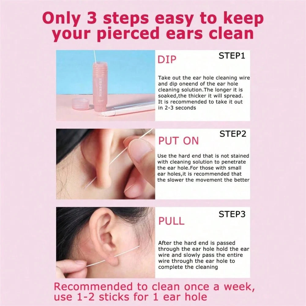120pcs Ear Cleaning Line For Ear Piercing, Removing Dirt, Deodorizing And Anti-Clogging,Bag,Organizer,Storage
