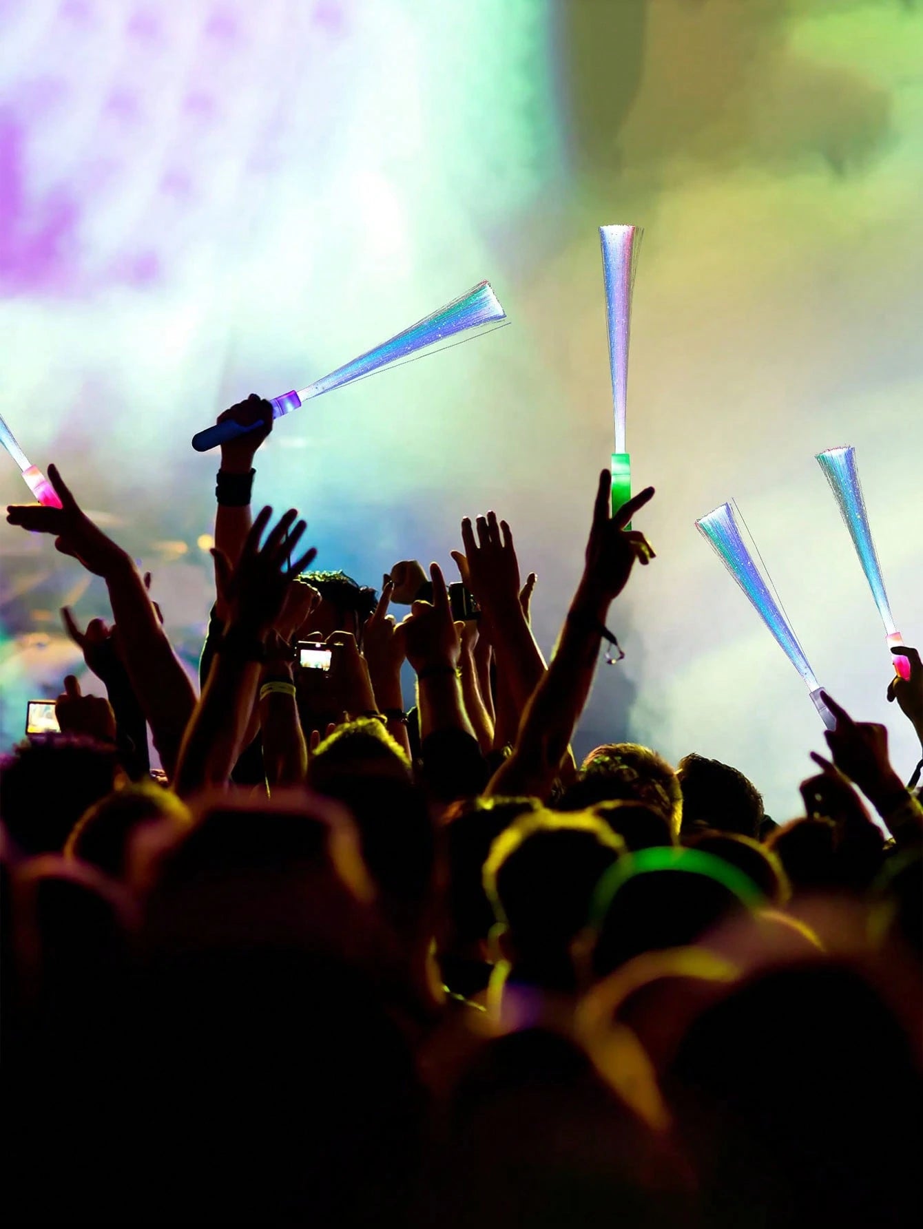 12pcs/4pcs/1pc-Colorful Glowing Fiber Wands, Glow Sticks Bulk Party Set For Kids & Adults, Glow In The Dark Party Supplies For Halloween, Celebrations, Weddings, Birthdays, Classrooms, Concerts, Pools