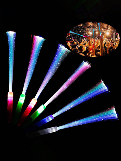 12pcs/4pcs/1pc-Colorful Glowing Fiber Wands, Glow Sticks Bulk Party Set For Kids & Adults, Glow In The Dark Party Supplies For Halloween, Celebrations, Weddings, Birthdays, Classrooms, Concerts, Pools
