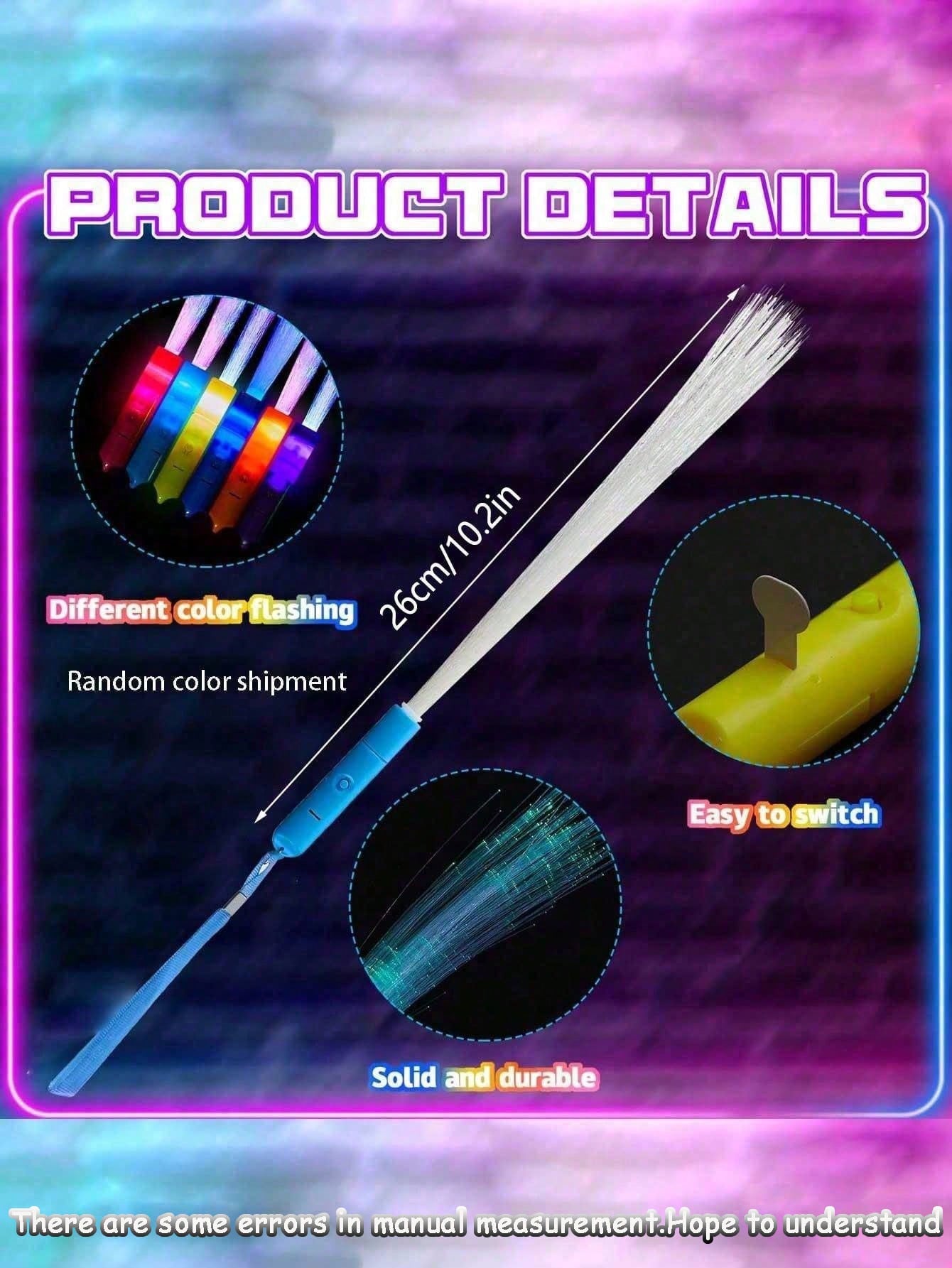 12pcs/4pcs/1pc-Colorful Glowing Fiber Wands, Glow Sticks Bulk Party Set For Kids & Adults, Glow In The Dark Party Supplies For Halloween, Celebrations, Weddings, Birthdays, Classrooms, Concerts, Pools