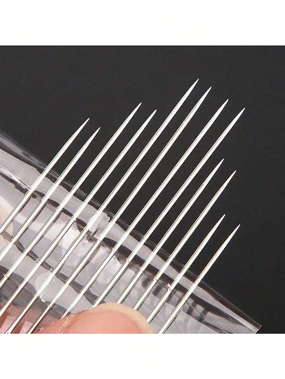 12pcs Hand Sewing Needles Set With Needle Threader, Stainless Steel Embroidery Knitting Needles In Clear Storage Box For Clothing Diy Craft