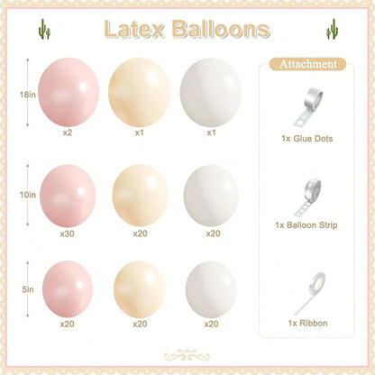 137pcs Light Pink Balloon Arch Kit, Includes Pink, Sand, White And Beige Balloons In Multiple Sizes, Suitable For Birthday, Baby Shower, Bridal Shower, Wedding And Various Party Decorations