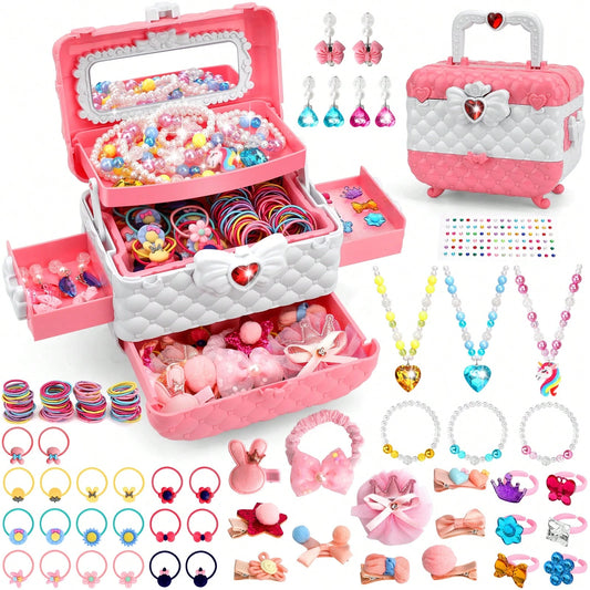 149 PCS Jewelry Dress Up Set For Little Girls Kids Pretend Play Makeup Accessories With Hair Clips Necklaces Rings Earrings,Birthday Christmas Gifts For 3-12 Year Old Toddlers