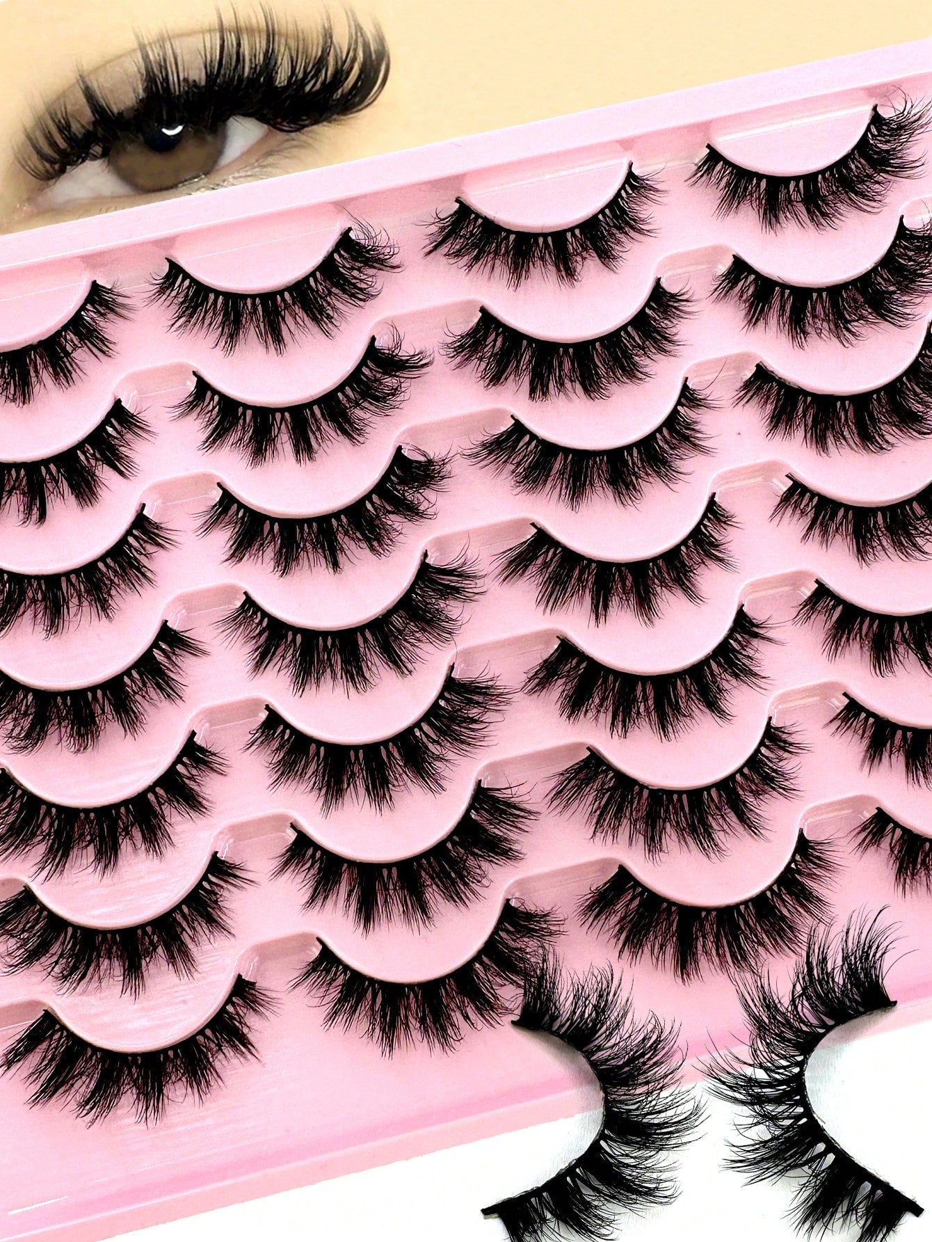 14pairs Manga Cat Eye Lashes Mink Lashes 3D Mink Eyelashes 8D Lashes Handmade Reusable Natural Eyelashes Popular False Lashes Makeup